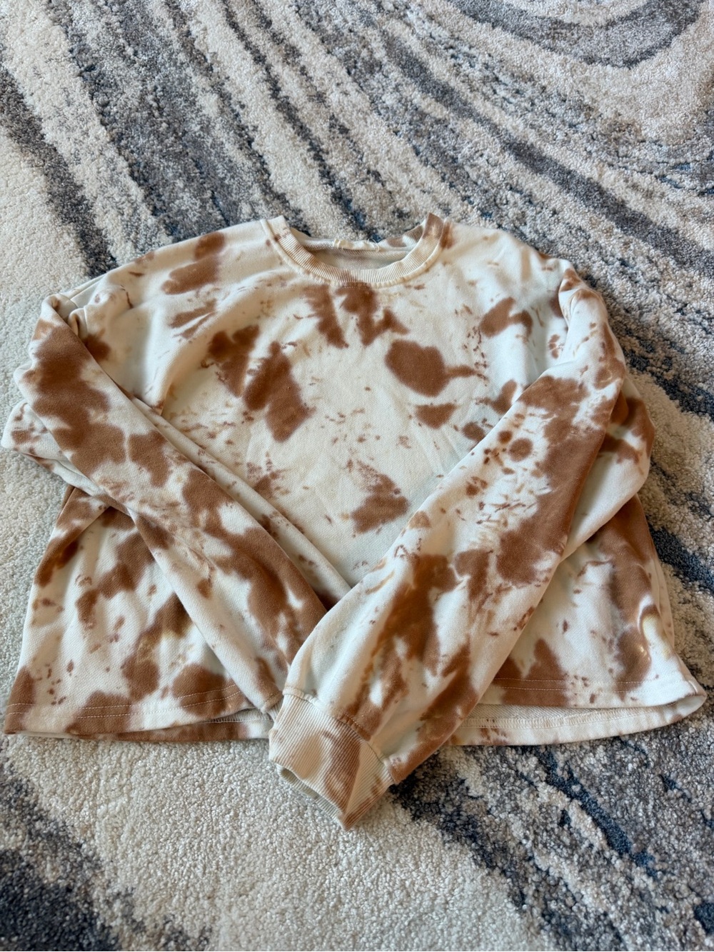 Tie-Dye Crewneck Sweatshirt in Brown & Cream